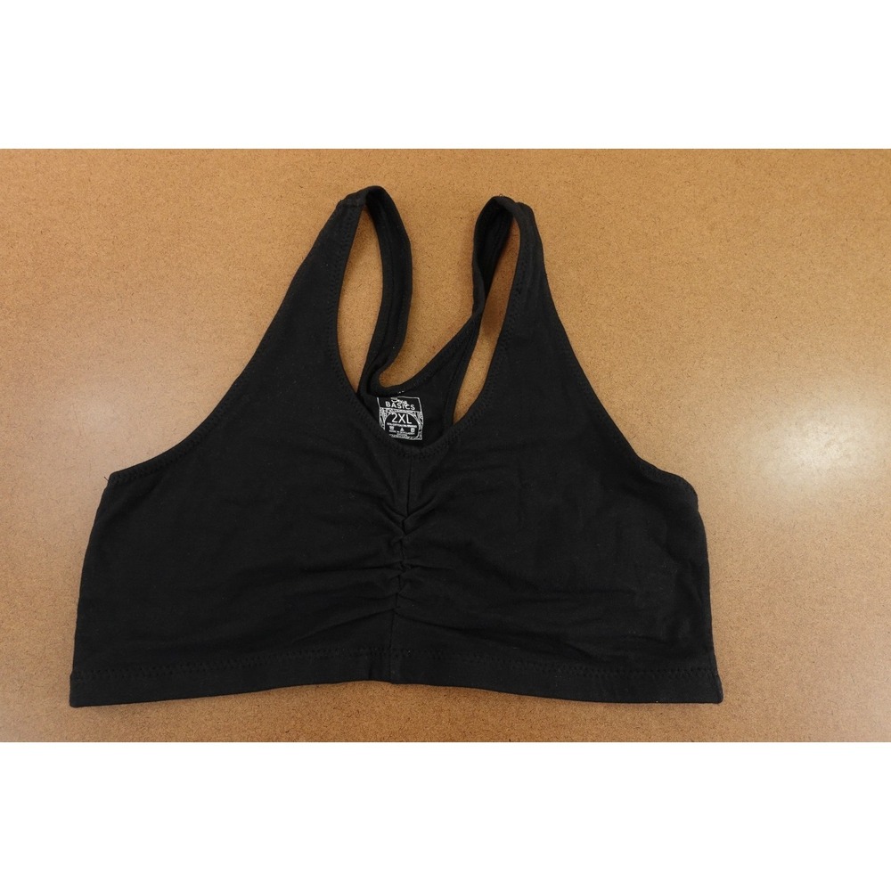 Sexy Basics Womens Size 2XL Black Racerback Pullover Sports Bra New